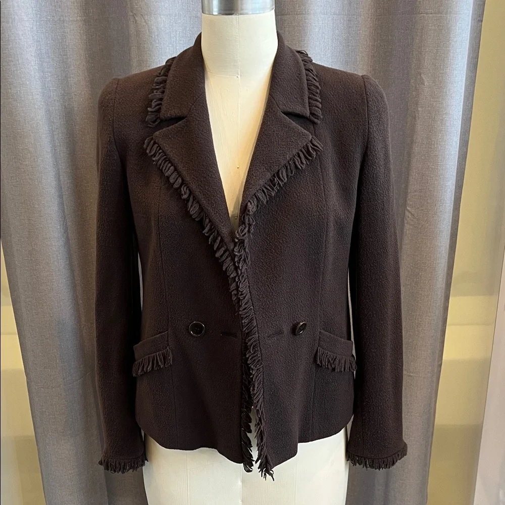 Armani Collezione - Vintage! -Double-Breasted Brown Blazer - Size 8 - Dark Brown - Picture 7 of 13